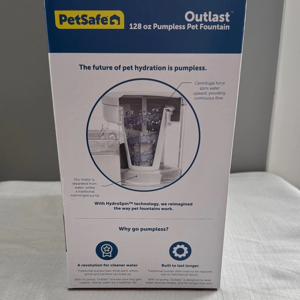 PetSafe Outlast Pumpless Pet Fountain - Blue and White